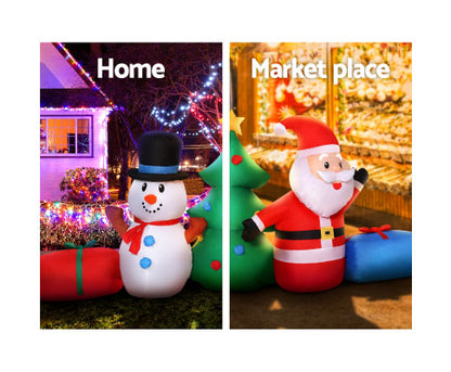 Jingle Jollys Christmas Tree 2.7M Inflatable Snowman Lights Outdoor Decorations
