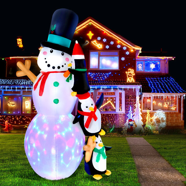  Jingle Jollys 2.4M Christmas Inflatable Snowman Lights Outdoor Decorations