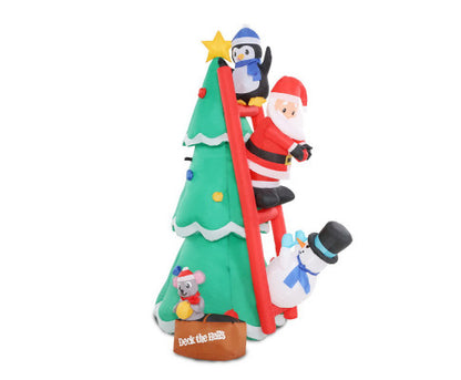 Jingle Jollys Inflatable Christmas Tree Santa 1.8M LED Light