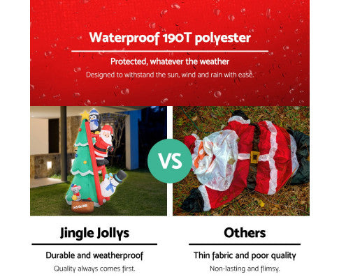 Jingle Jollys Inflatable Christmas Tree Santa 1.8M LED Light