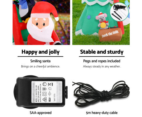 Jingle Jollys Inflatable Christmas Tree Santa 1.8M LED Light