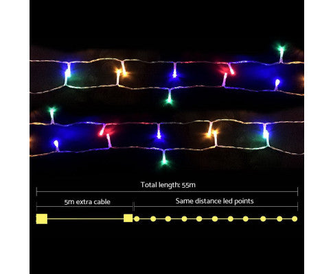 Jingle Jollys 50M Christmas String Lights 500LED Multi Colour