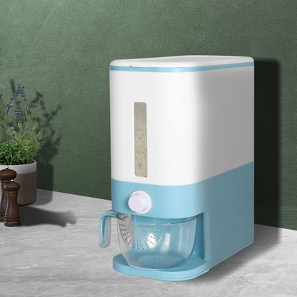 Dispenser Auto Grain Storage Box Food Flour Container 12L Blue