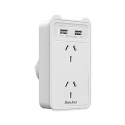 2 Outlet Surge Protected Powerboard with Dual USB Charging Ports