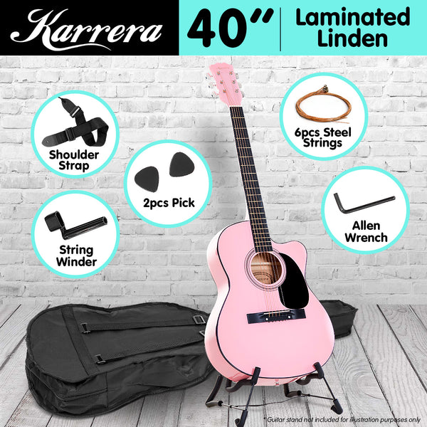  Acoustic Cutaway 40in Guitar - Pink