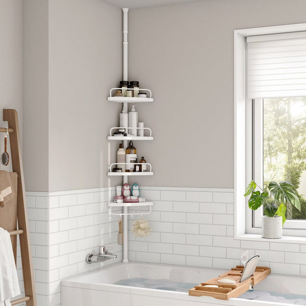  Adjustable Bathroom Corner Shelf With 4 Trays White