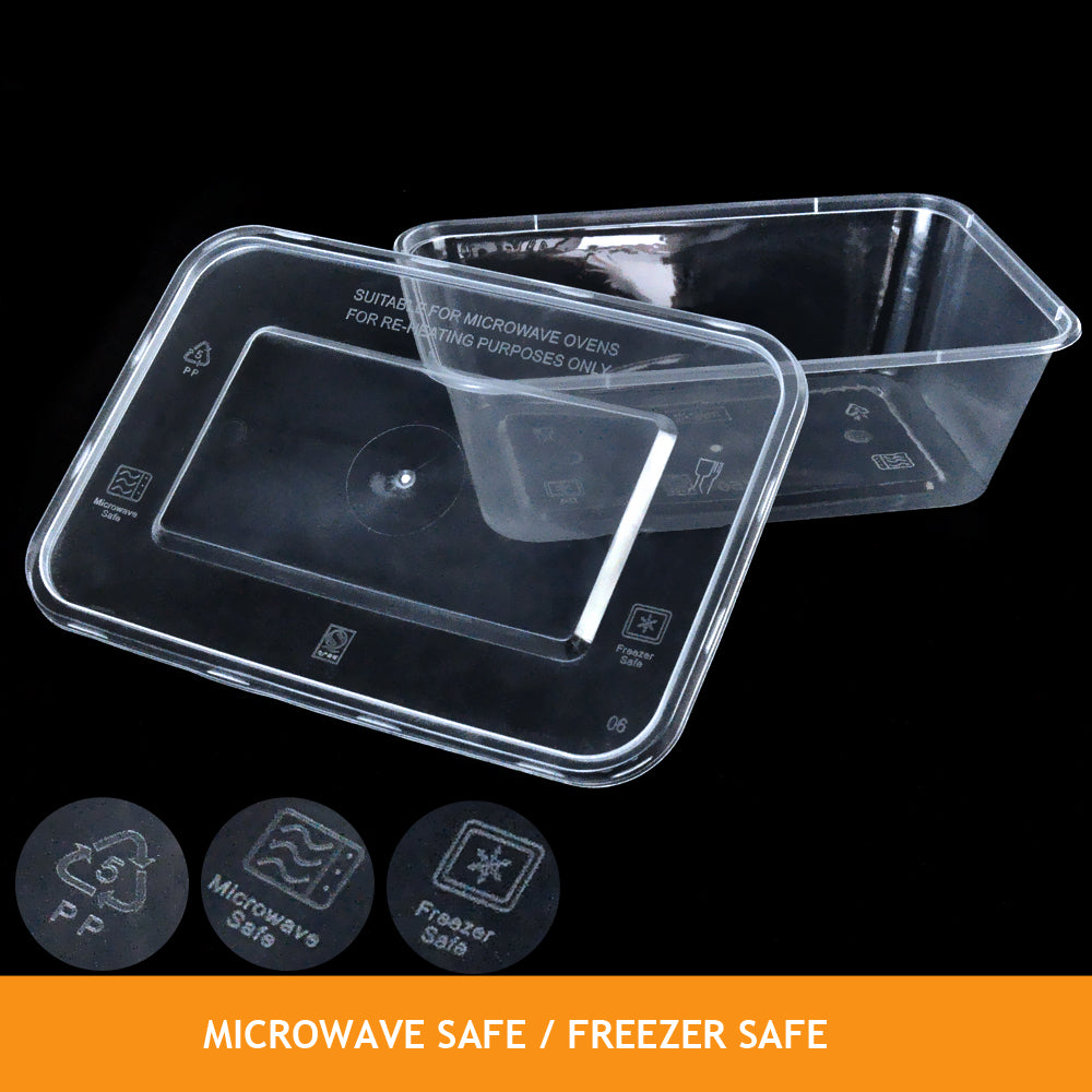 1000 Pcs 750ml Take Away Food Platstic Containers Boxes Base and Lids Bulk Pack