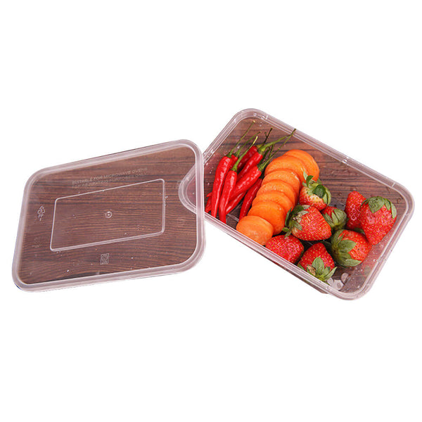  1000 Pcs 750ml Take Away Food Platstic Containers Boxes Base and Lids Bulk Pack