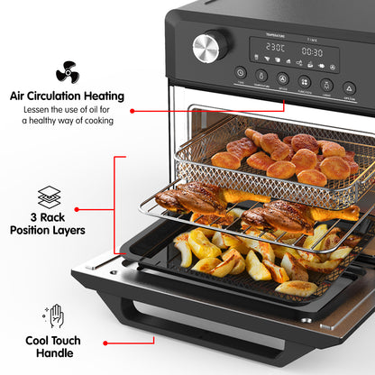 Pronti 18L 1500W Electric Air Fryer Multi Cooker Oven Black