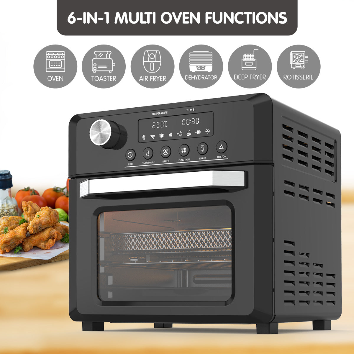 Pronti 18L 1500W Electric Air Fryer Multi Cooker Oven Black