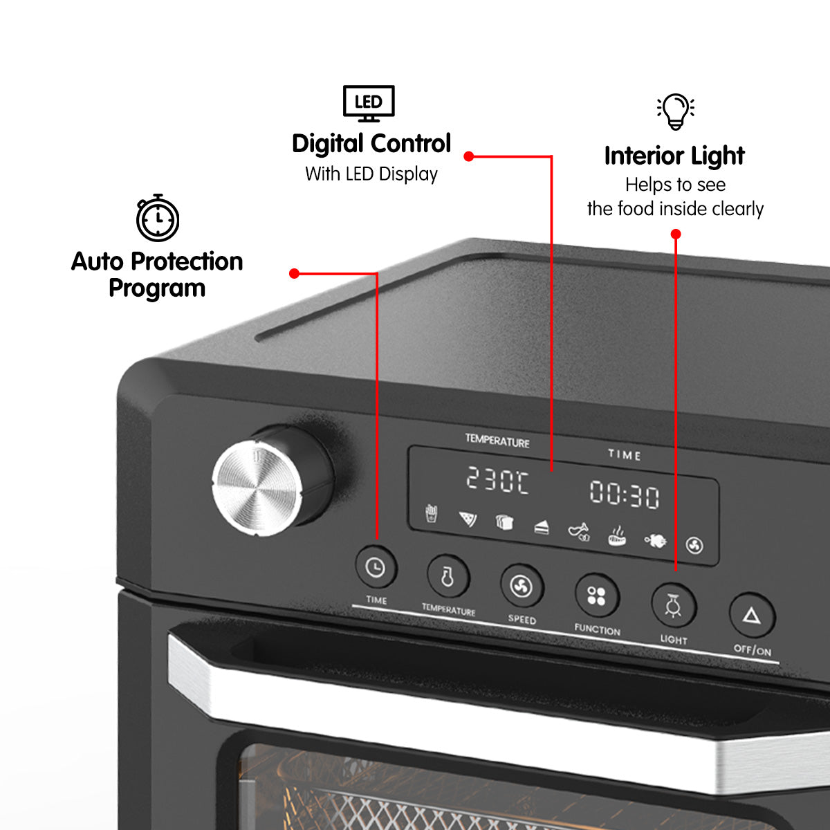 Pronti 18L 1500W Electric Air Fryer Multi Cooker Oven Black