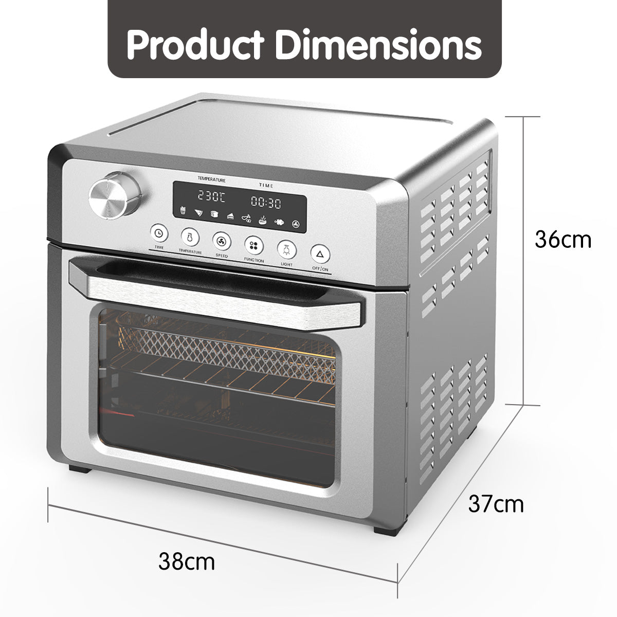 Pronti 18L 1500W Electric Air Fryer Multi Cooker Oven Silver ...