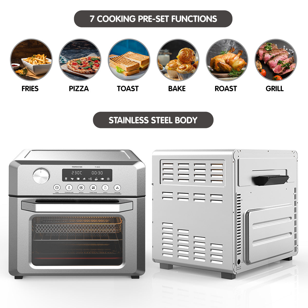 Pronti 18L 1500W Electric Air Fryer Multi Cooker Oven Silver ...
