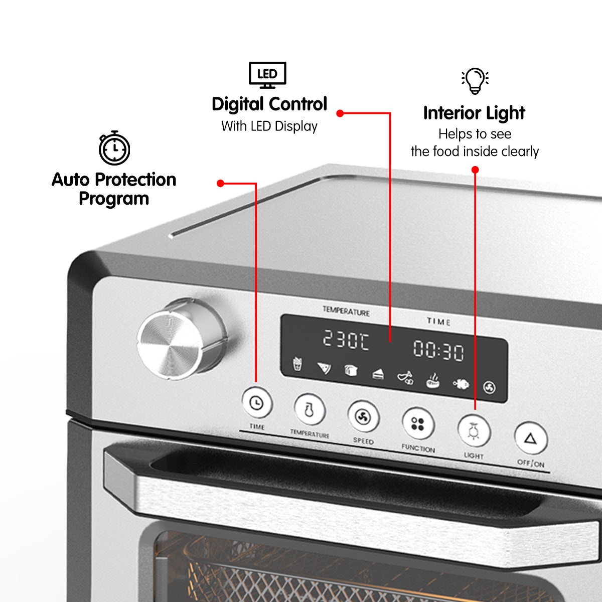 Pronti 18L 1500W Electric Air Fryer Multi Cooker Oven Silver ...