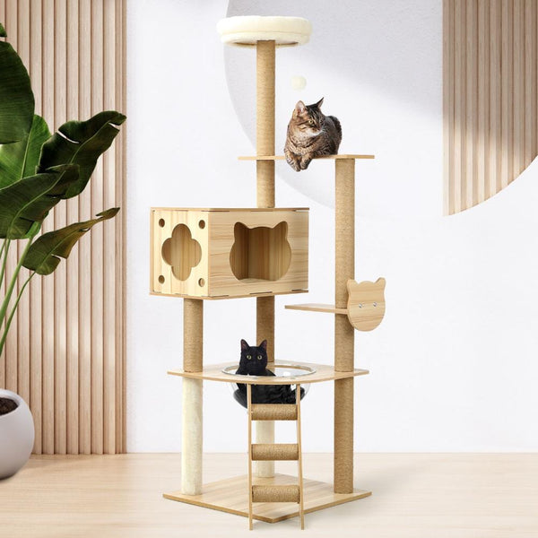  All-in-One Cat Condo: 162cm Wooden Cat Tree for Playful Cats
