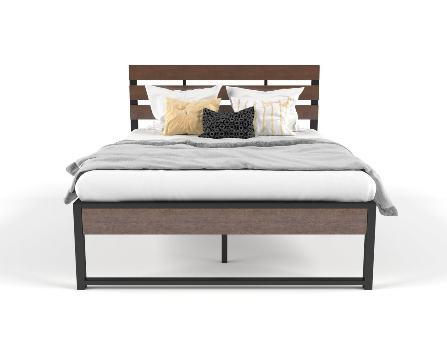 Wooden and metal bed frame king