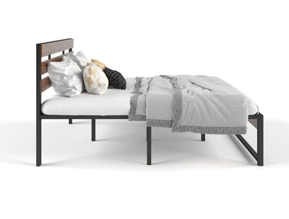 Wooden and metal bed frame queen