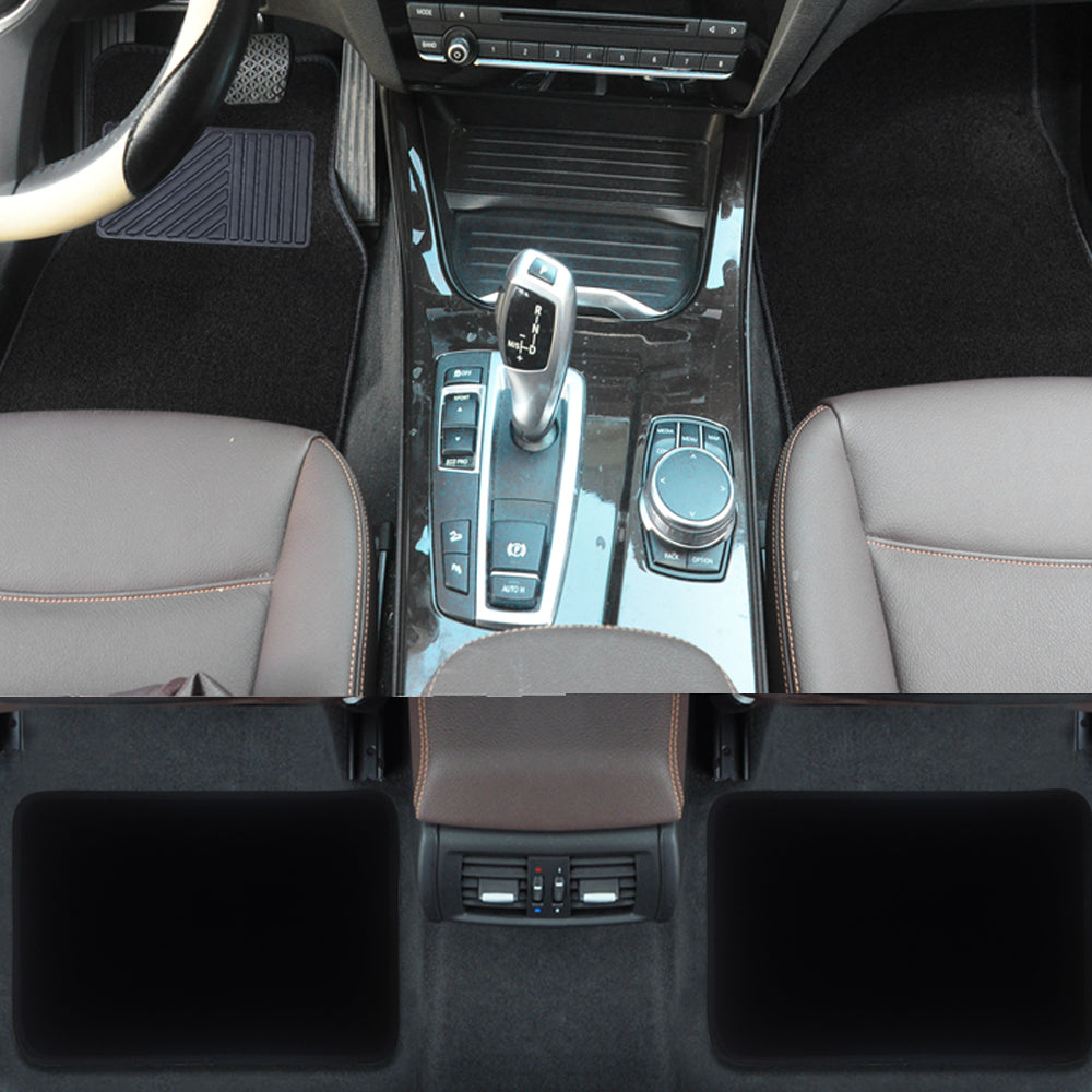 4 Pcs Carpet Car Floor Mats Front Rear Charcoal Black Universal Fit Textile