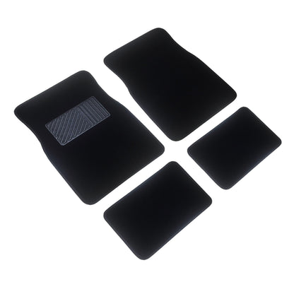 4 Pcs Carpet Car Floor Mats Front Rear Charcoal Black Universal Fit Textile