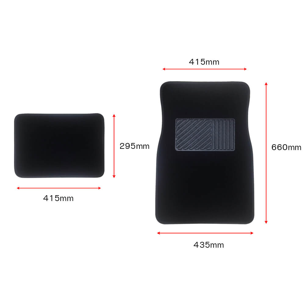 4 Pcs Carpet Car Floor Mats Front Rear Charcoal Black Universal Fit Textile