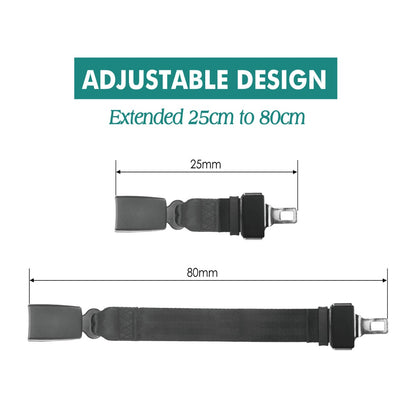 Heavy Duty Car Vehicle Seat Belt Extension Extender Strap Black Safety Buckle