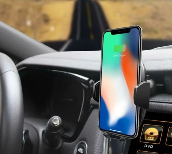 Qi Wireless Car Charger Phone Holder Black 
