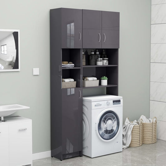 Bathroom Cabinet High Gloss Grey Engineered Wood