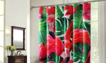 180x200cm Flamingo Print Waterproof Bathroom Shower Crutain with 12 Hooks