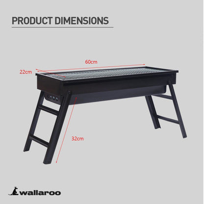 Portable charcoal bbq grill barbecue - 60×22×6.5cm