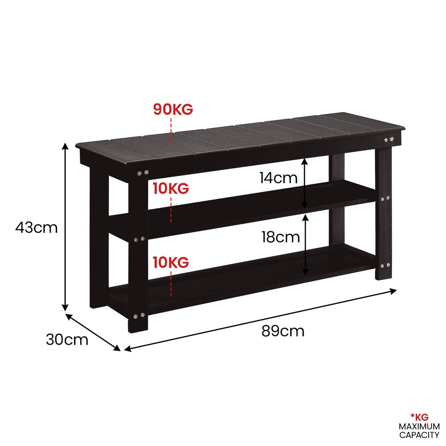 Stylish Grey/Black Shoe Storage Bench