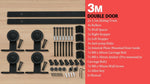 3M Antique Classic Style Double Sliding Barn Door Hardware Track Roller Kit
