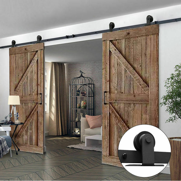  3M Antique Classic Style Double Sliding Barn Door Hardware Track Roller Kit