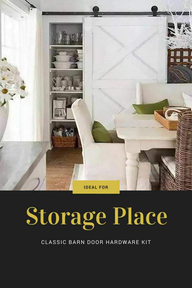 2.44M Antique Classic Style Single Sliding Barn Door Hardware Track Roller Kit
