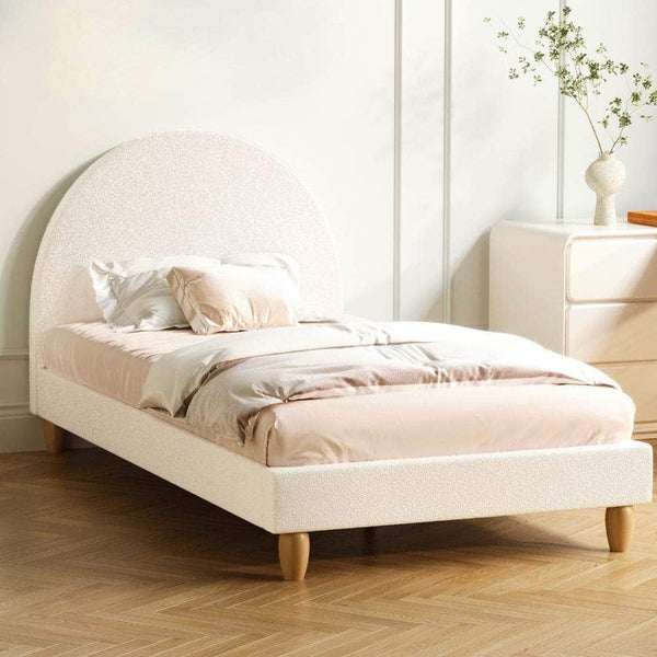  Bed Frame King Single Size Boucle Fabric Arched Bedhead