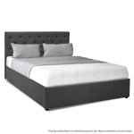 King Fabric Gas Lift Bed Frame with Headboard - Dark Grey