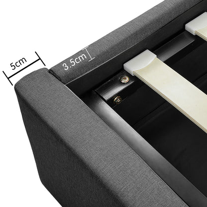 King Fabric Gas Lift Bed Frame with Headboard - Dark Grey