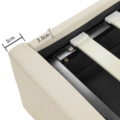 King Fabric Gas Lift Bed Frame with Headboard - Beige