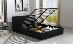 Bed Frame Gas Lift Premium Leather Base Mattress Storage Double Black