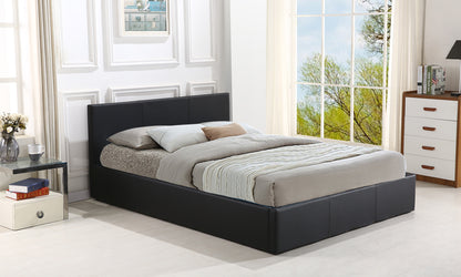 Bed Frame Gas Lift Premium Leather Base Mattress Storage Double Black