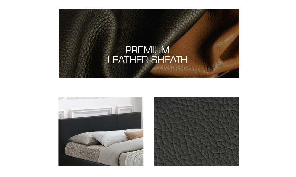 Bed Frame Gas Lift Premium Leather Base Mattress Storage Double Black
