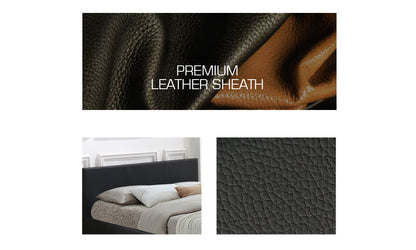 Bed Frame Gas Lift Premium Leather Base Mattress Storage Double Black