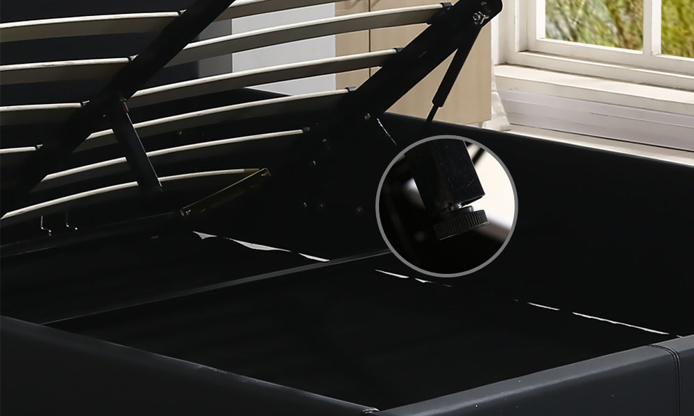 Bed Frame Gas Lift Premium Leather Base Mattress Storage Double Black