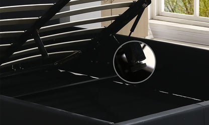Bed Frame Gas Lift Premium Leather Base Mattress Storage Double Black