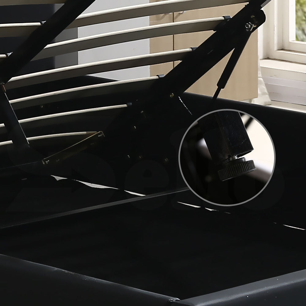 Bed Frame Gas Lift Leather Base Mattress Storage King Single Size Black