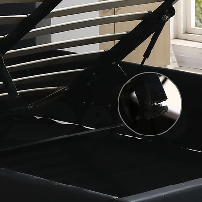 Bed Frame Gas Lift Leather Base Mattress Storage King Single Size Black