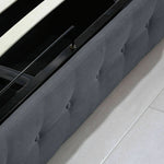 Gas Lift Bed Frame Fabric Base Mattress Storage Queen Size Dark Grey