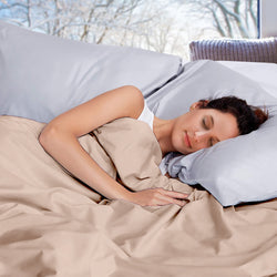 198x122cm Cotton Anti Anxiety Weighted Blanket Cover Protector Beige