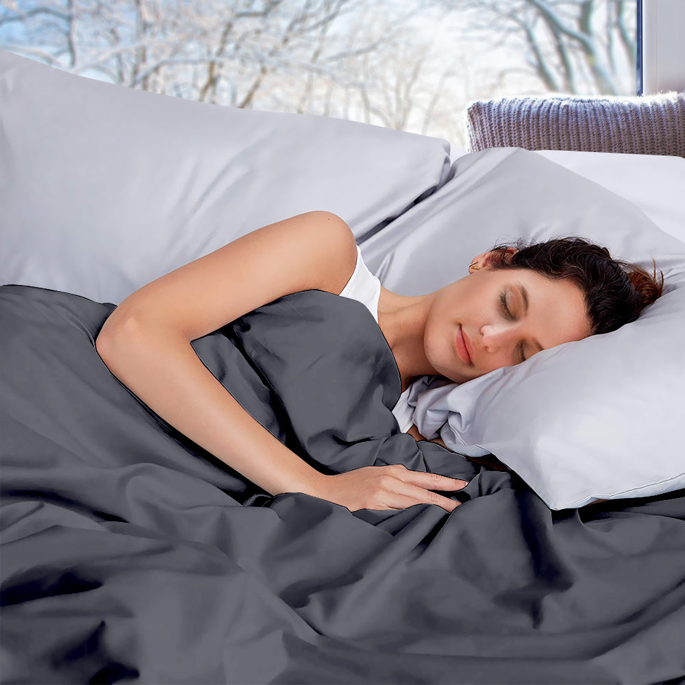 198x122cm Cotton Anti Anxiety Weighted Blanket Cover Protector Grey