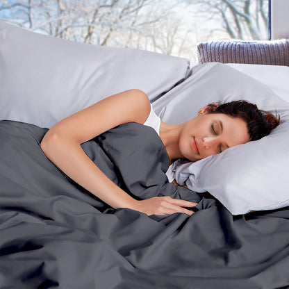 198x122cm Cotton Anti Anxiety Weighted Blanket Cover Protector Grey