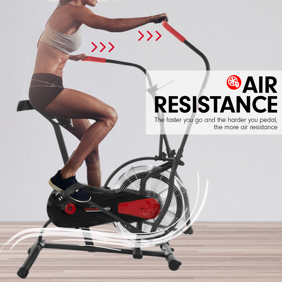 PowerTrain Air Resistance Exercise Bike Spin Fan Equipment Cardio